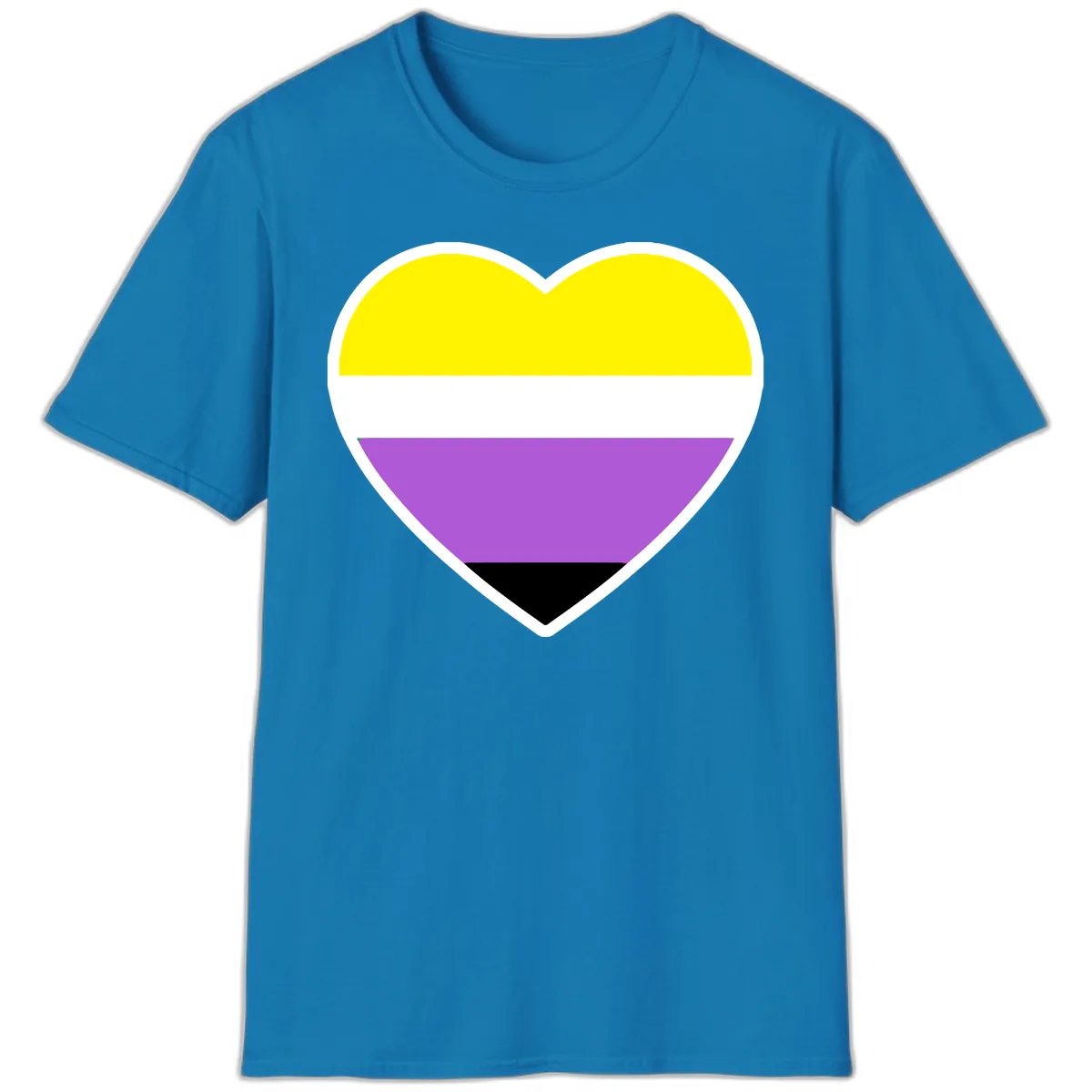 Nonbinary Pride Heart Flag T-Shirt in Sapphire