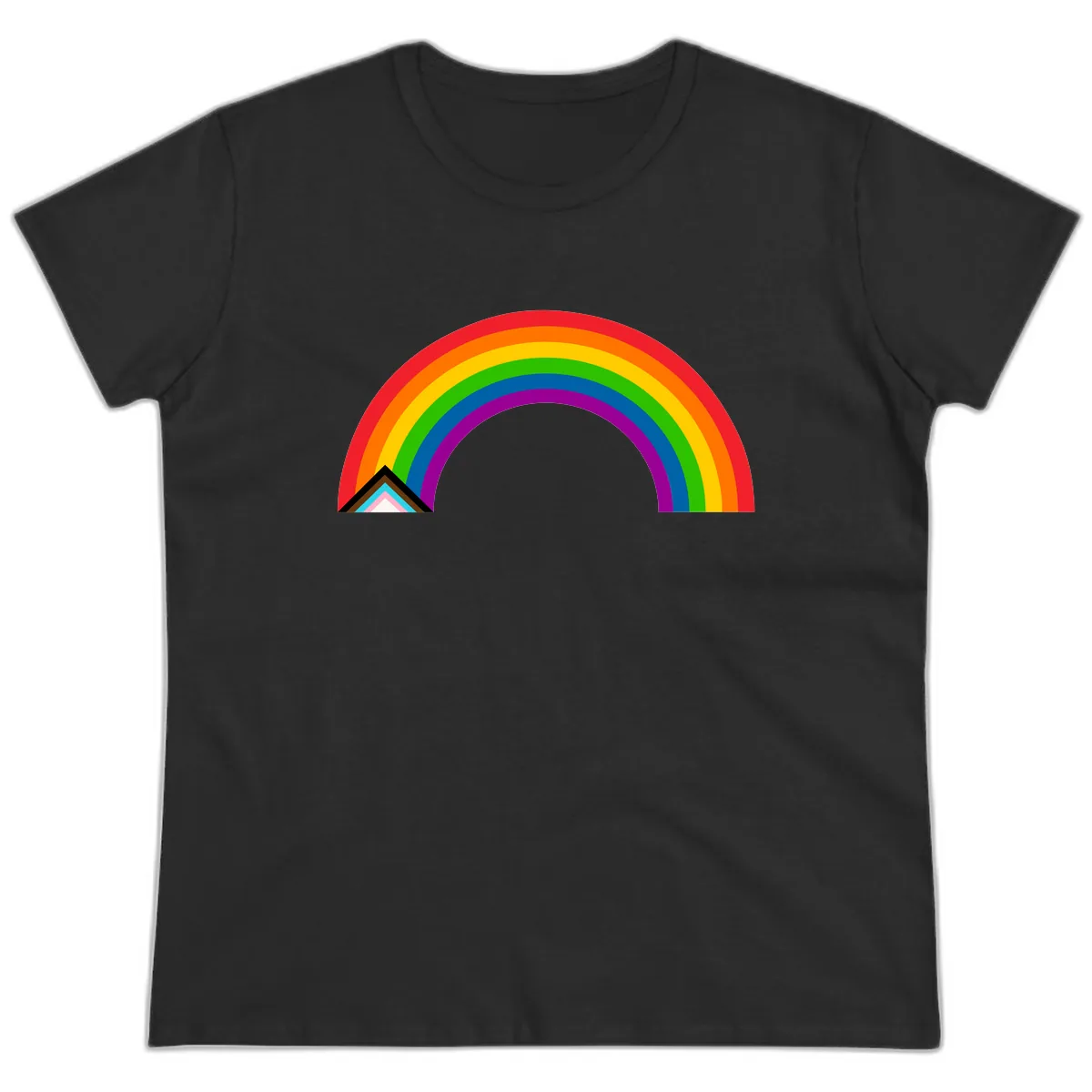 Classic Rainbow Pride Arc Ladies Tee in Black