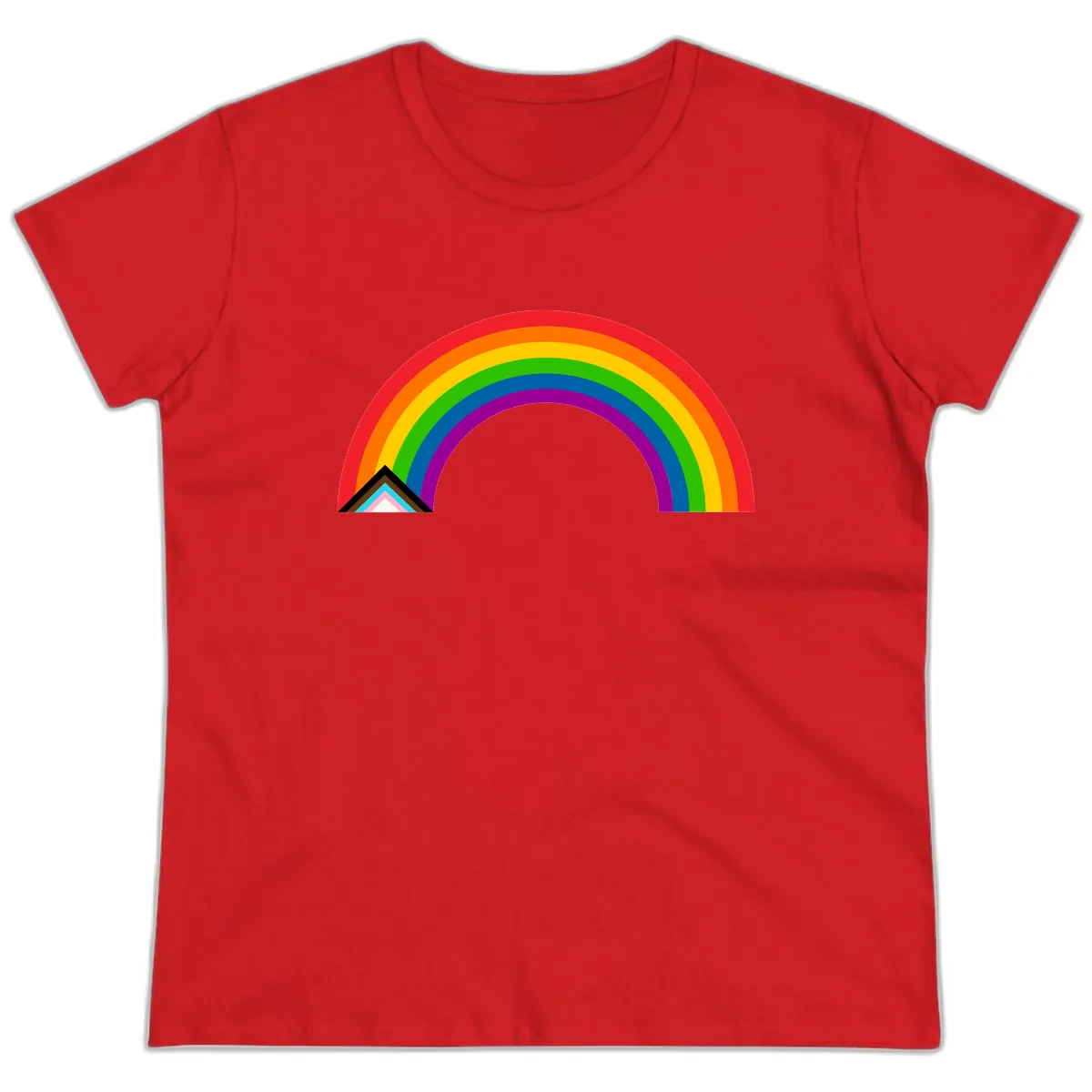 Classic Rainbow Pride Arc Ladies Tee in Red