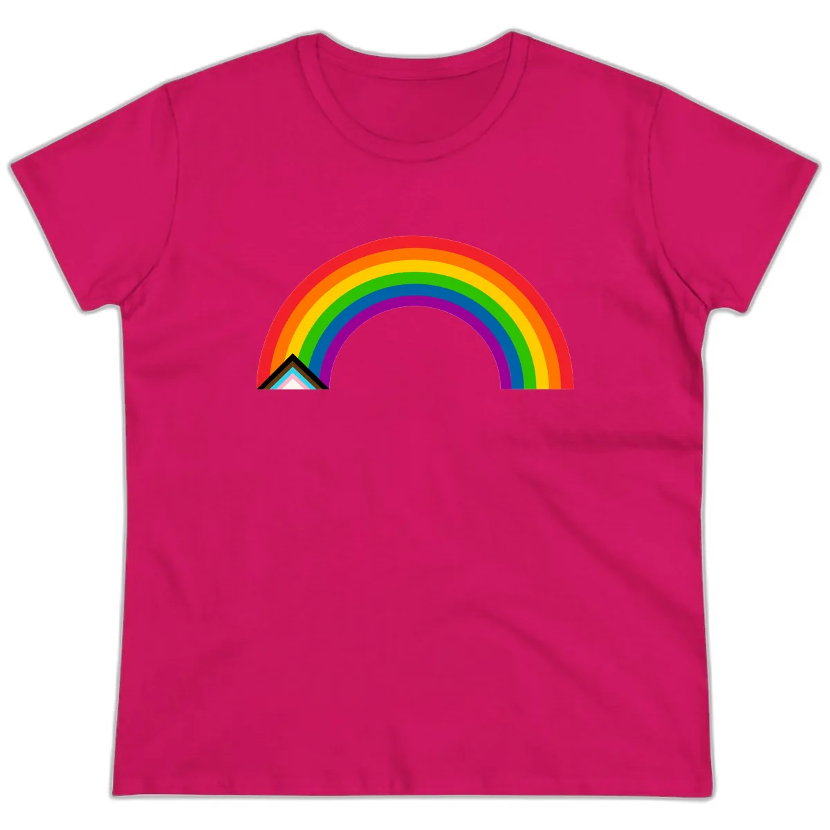 Classic Rainbow Pride Arc Ladies Tee in Heliconia