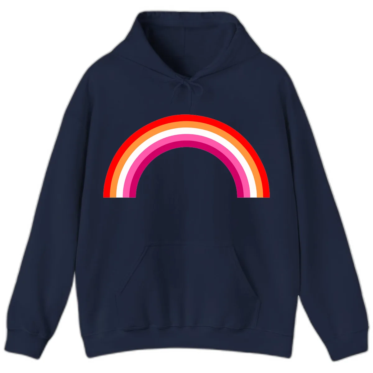 Colorful Rainbow Pride Arc Hoodie in Navy