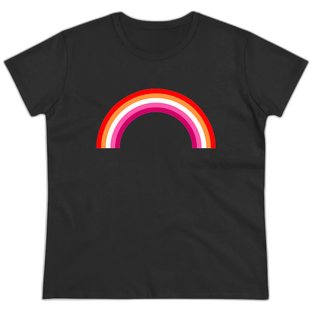 Colorful Rainbow Pride Arc Ladies Tee in Black