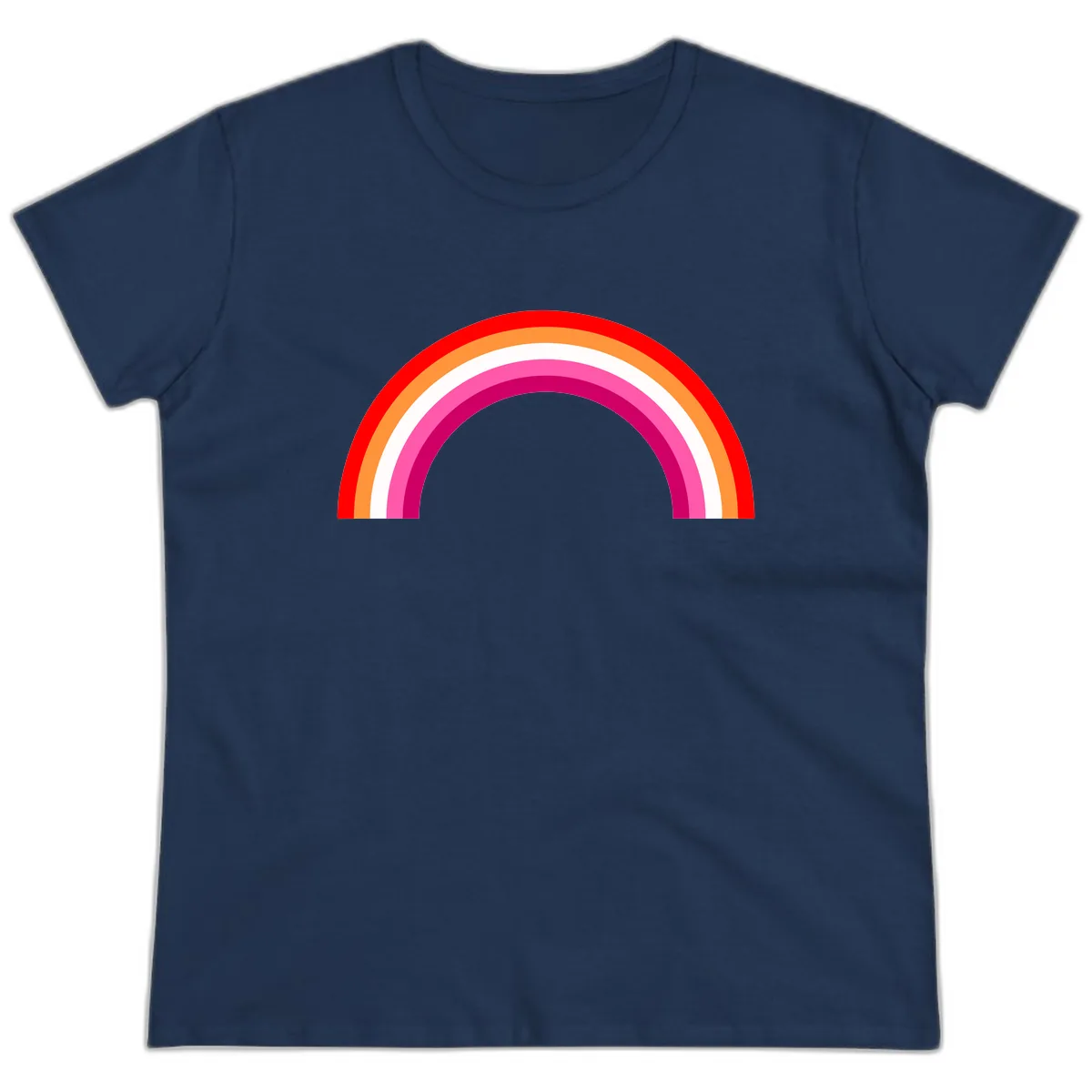 Colorful Rainbow Pride Arc Ladies Tee in Navy