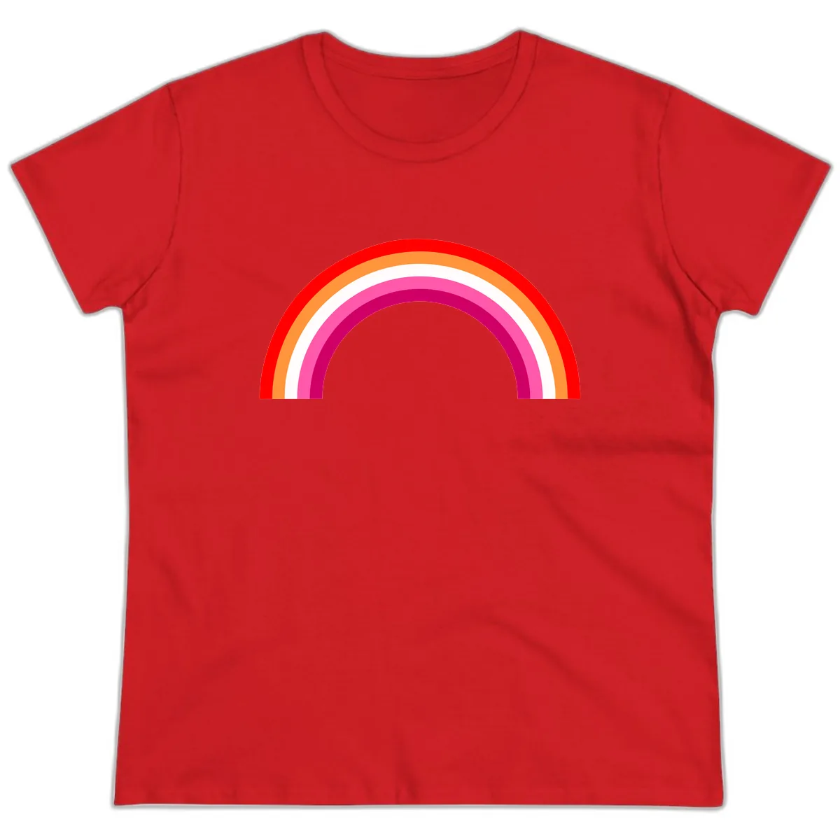 Colorful Rainbow Pride Arc Ladies Tee in Red