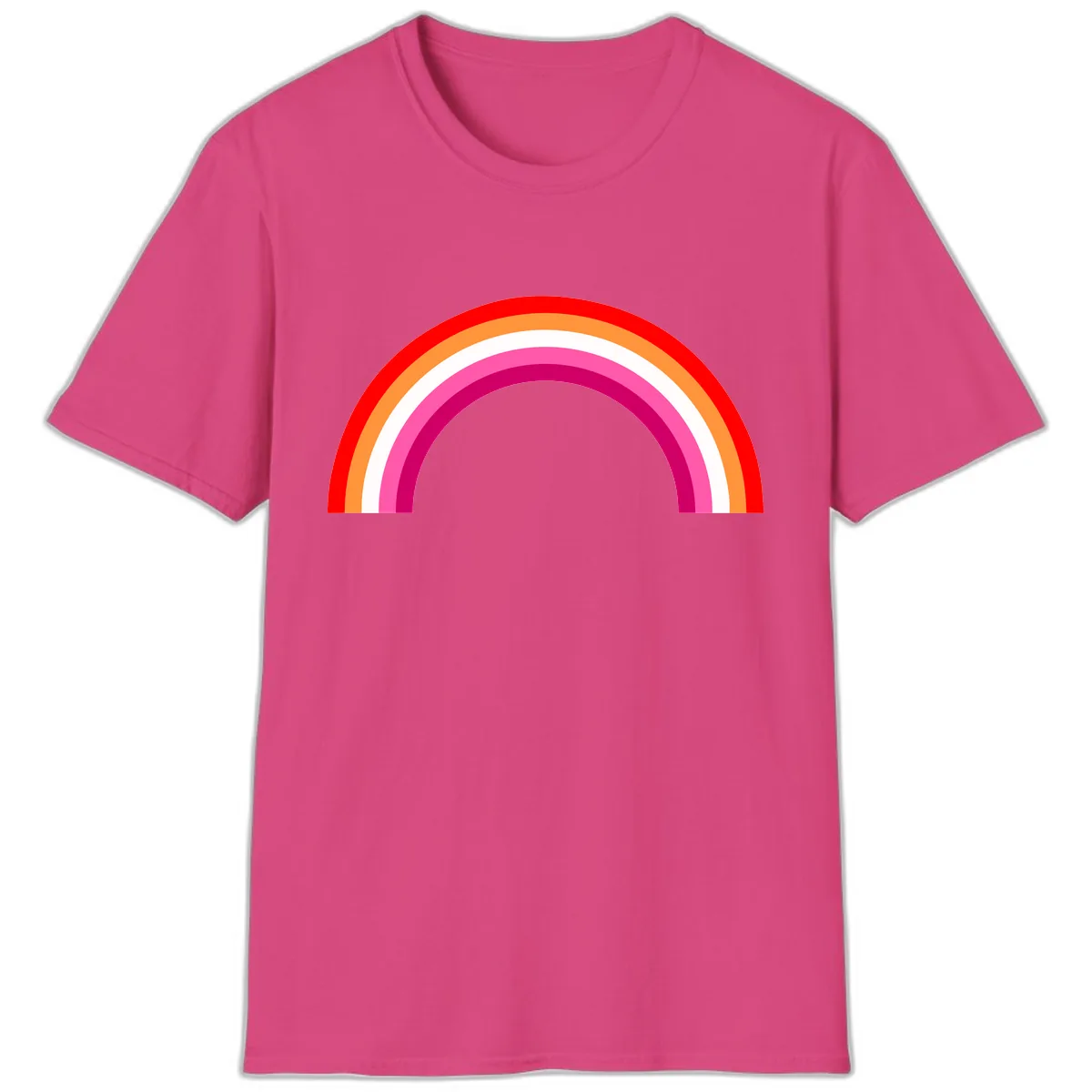 Colorful Rainbow Pride Arc T-Shirt in Heliconia
