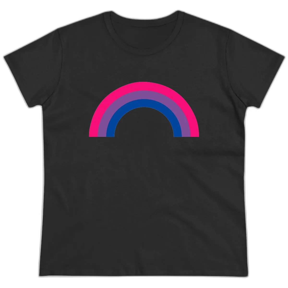 Concentric Rainbow Pride Spectrum Ladies Tee in Black