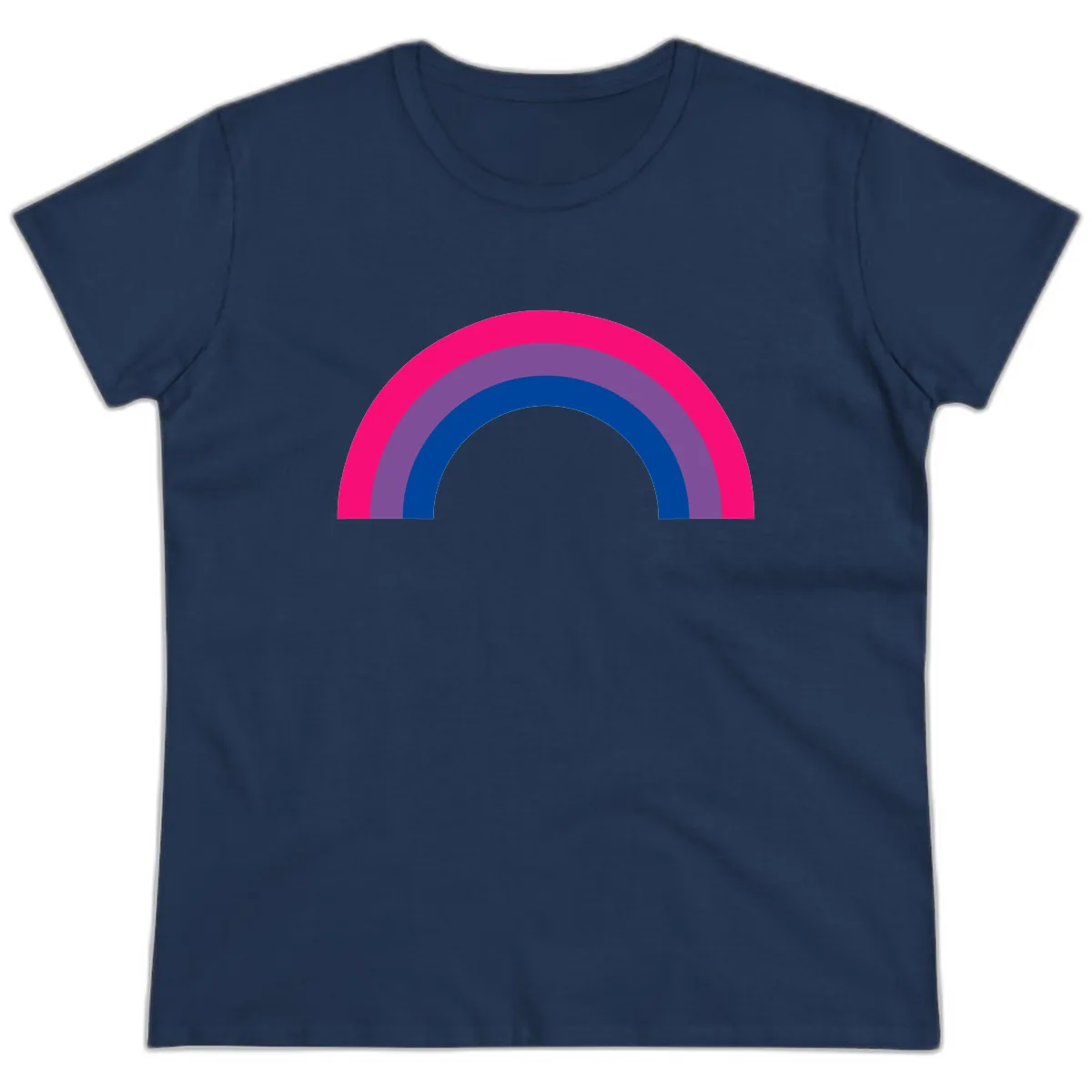 Concentric Rainbow Pride Spectrum Ladies Tee in Navy