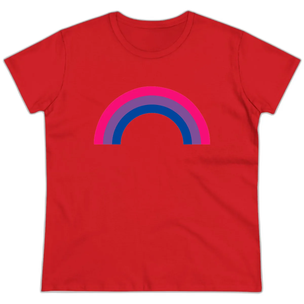 Concentric Rainbow Pride Spectrum Ladies Tee in Red