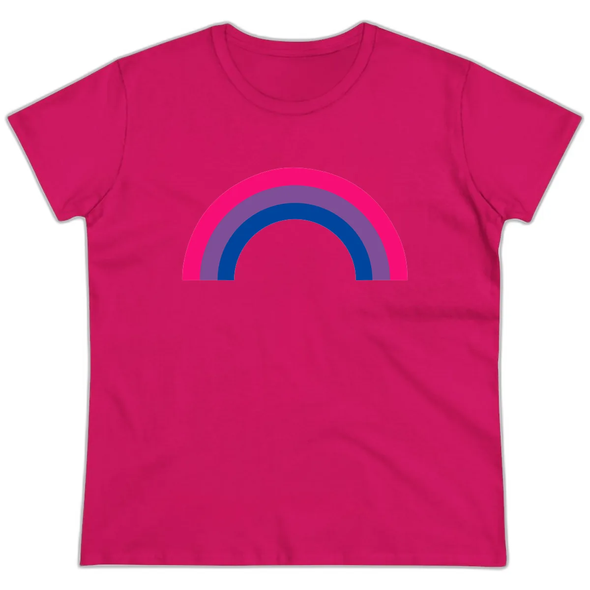 Concentric Rainbow Pride Spectrum Ladies Tee in Heliconia