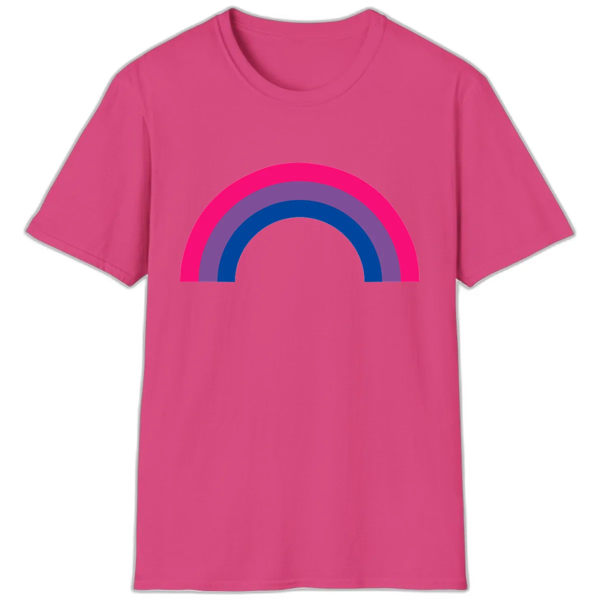 Concentric Rainbow Pride Spectrum T-Shirt in Heliconia