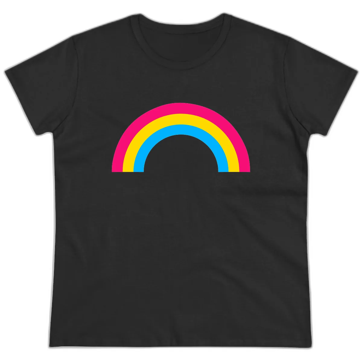 Classic Rainbow Stripes Ladies Tee in Black