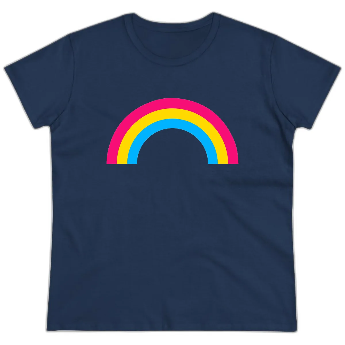 Classic Rainbow Stripes Ladies Tee in Navy
