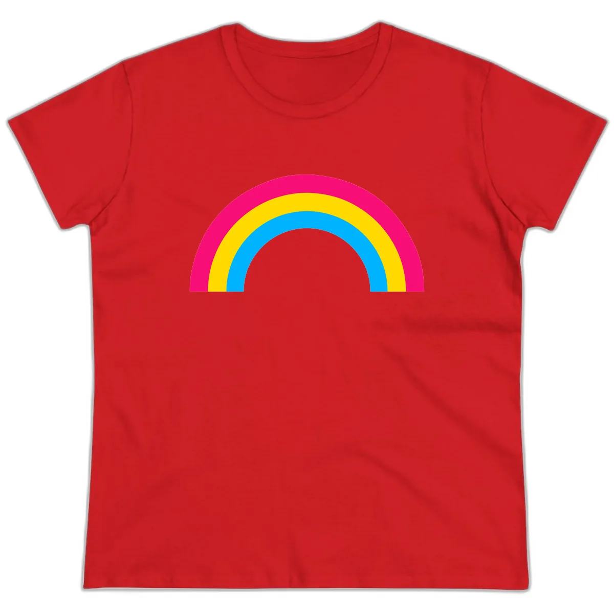 Classic Rainbow Stripes Ladies Tee in Red