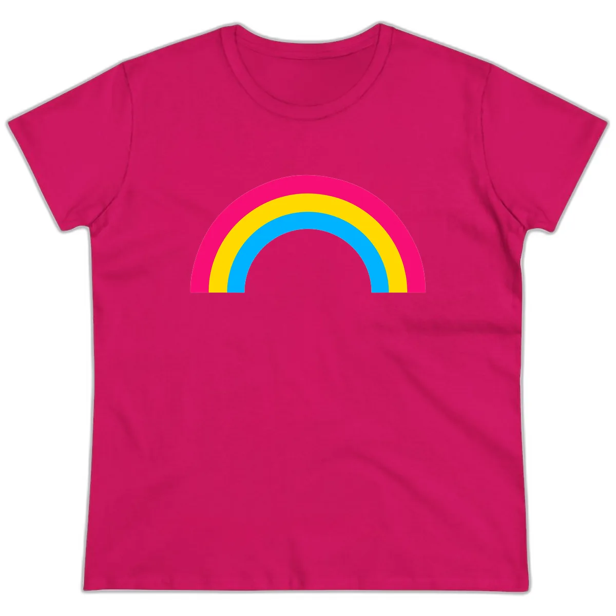 Classic Rainbow Stripes Ladies Tee in Heliconia