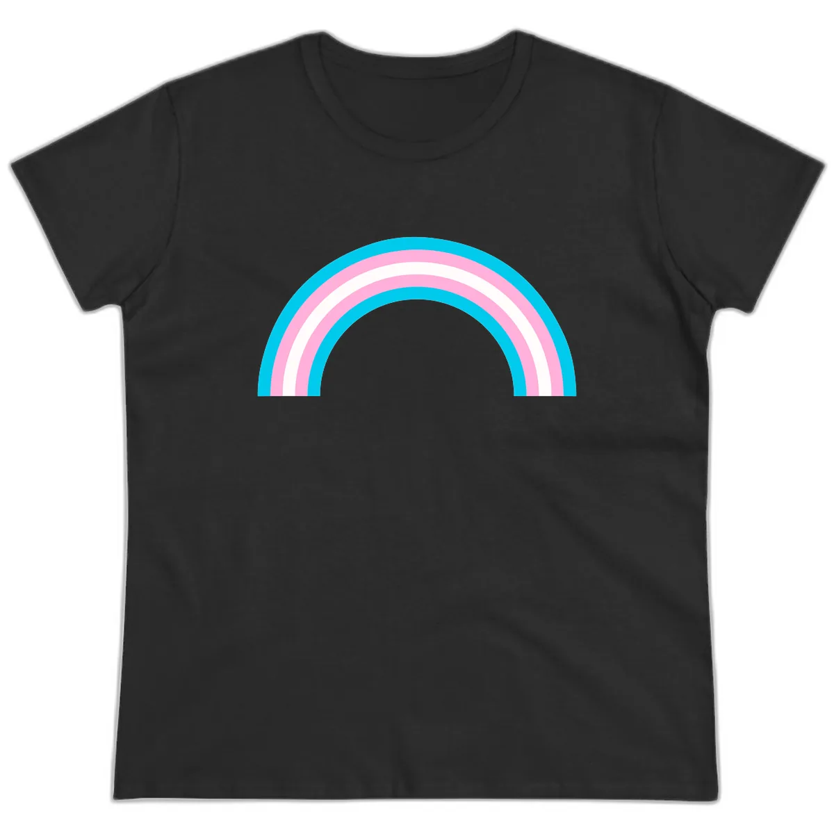 Pastel Rainbow Arch Ladies Tee in Black