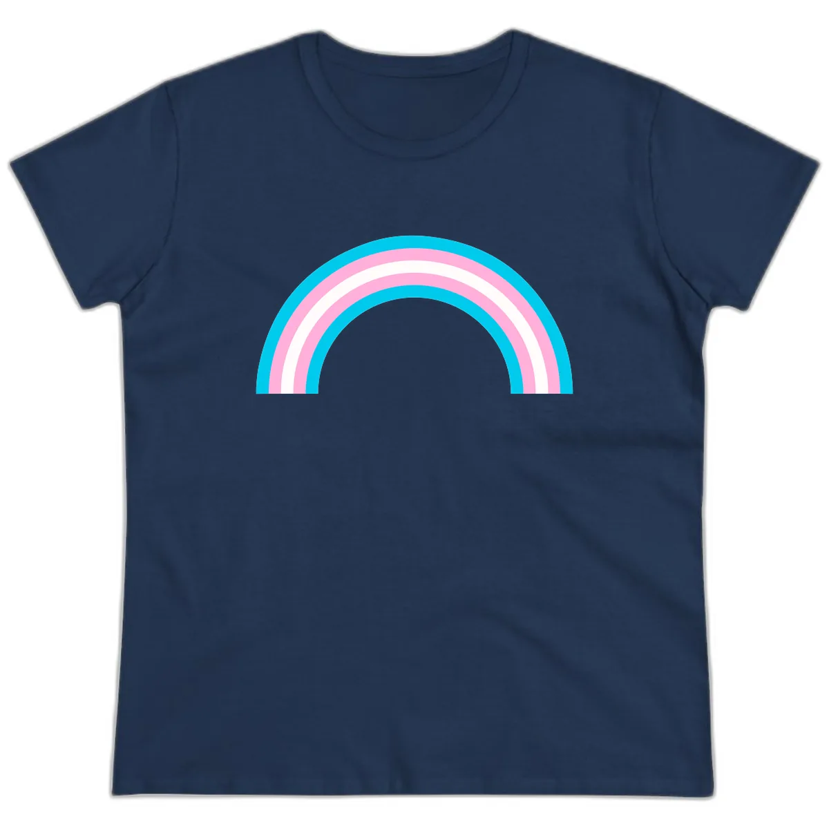 Pastel Rainbow Arch Ladies Tee in Navy