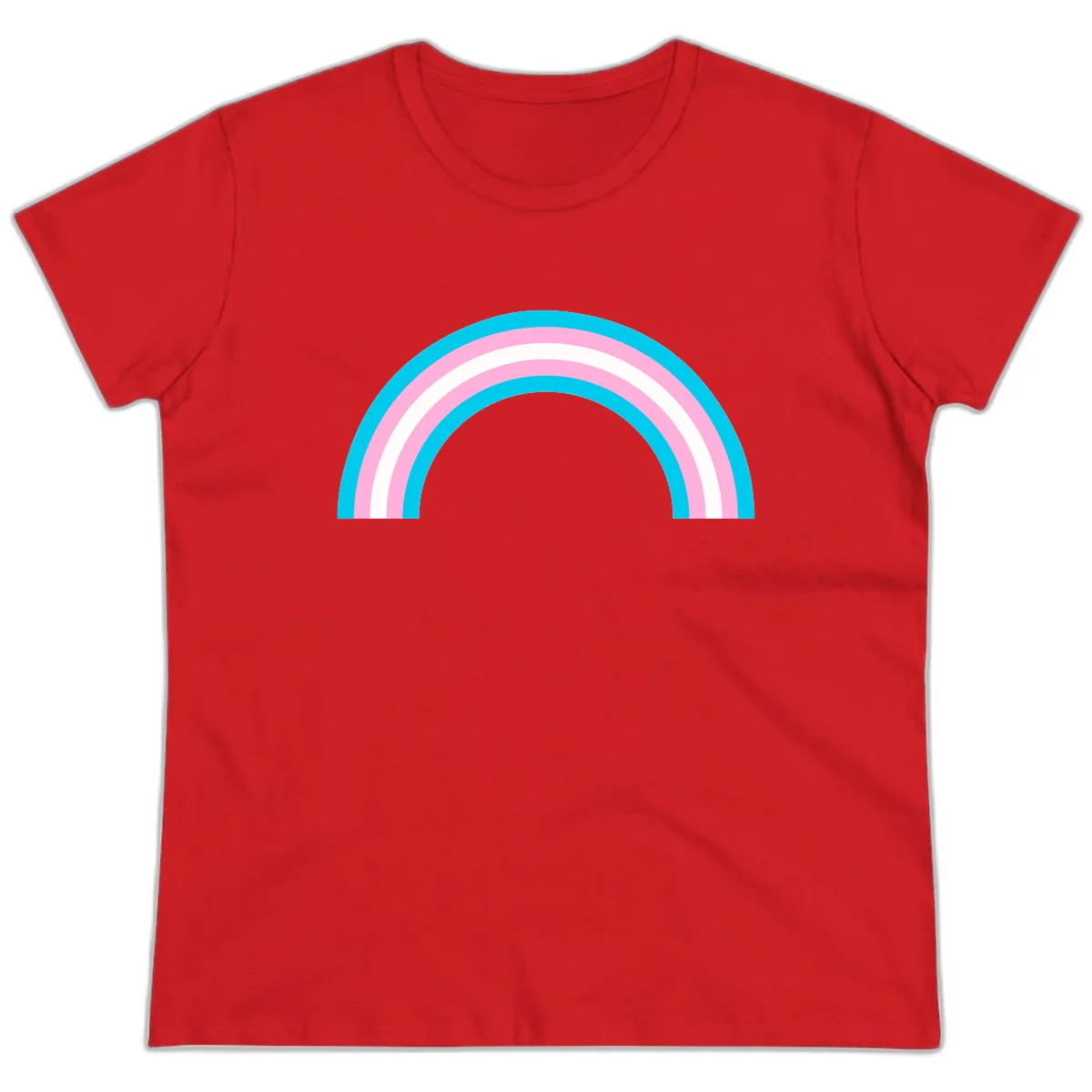 Pastel Rainbow Arch Ladies Tee in Red