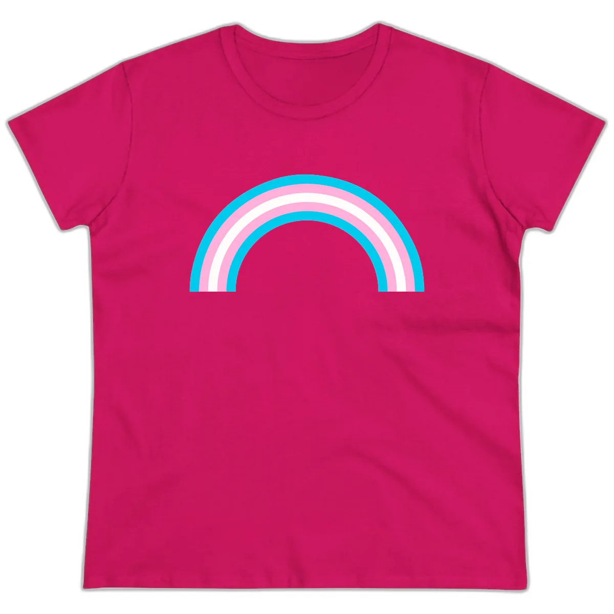 Pastel Rainbow Arch Ladies Tee in Heliconia