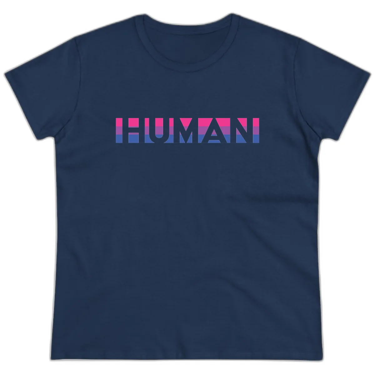 Human Pride Striped Design Ladies Tee in Navy