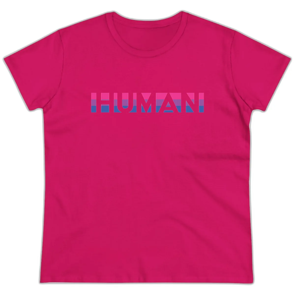 Human Pride Striped Design Ladies Tee in Heliconia