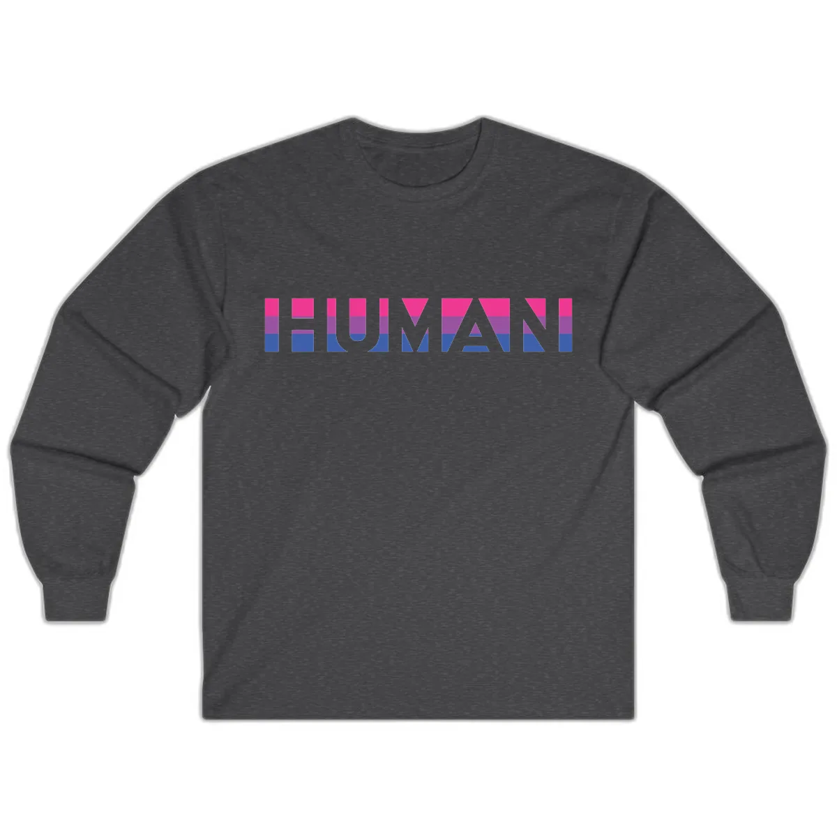 Human Pride Striped Design Long Sleeve in Dark Heather
