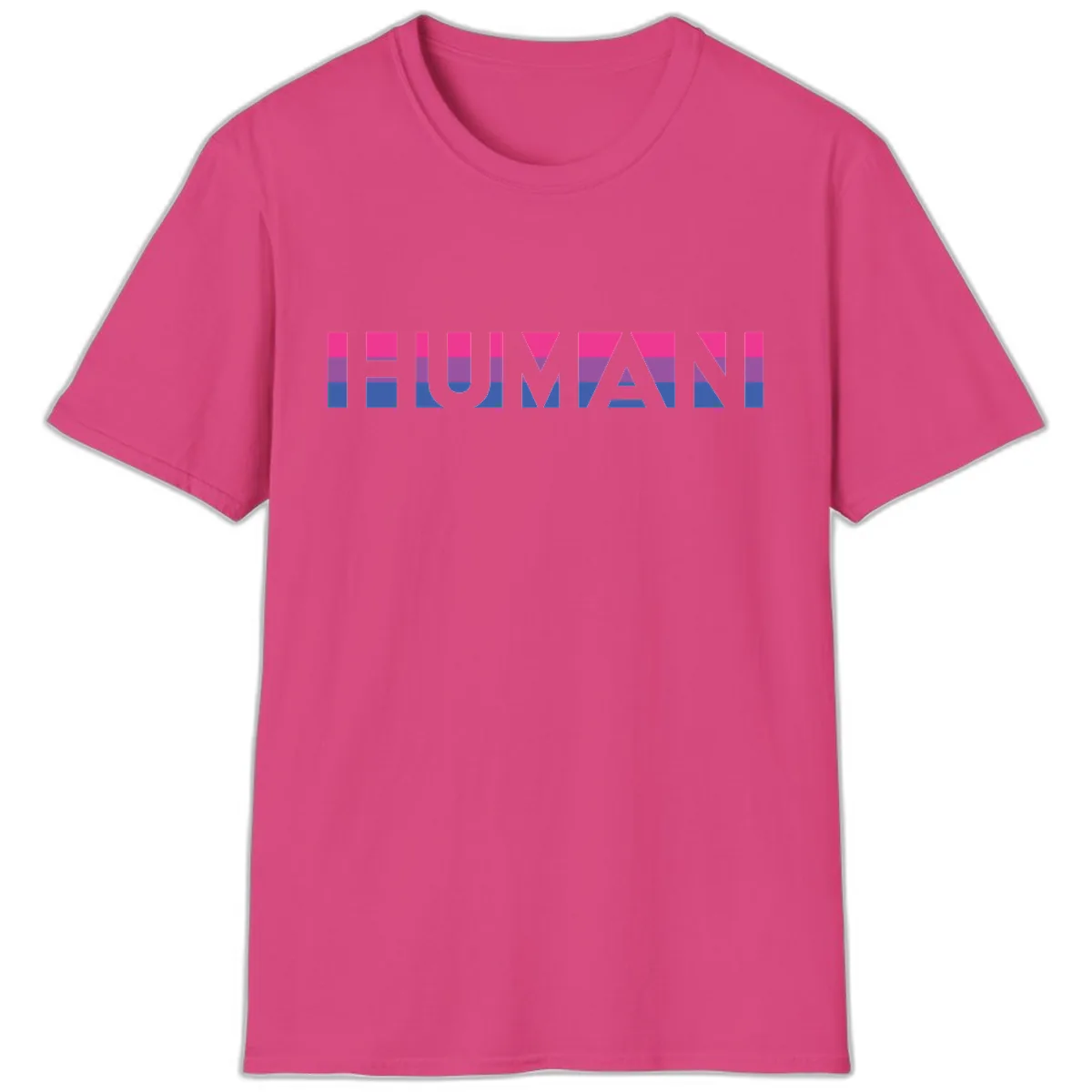 Human Pride Striped Design T-Shirt in Heliconia
