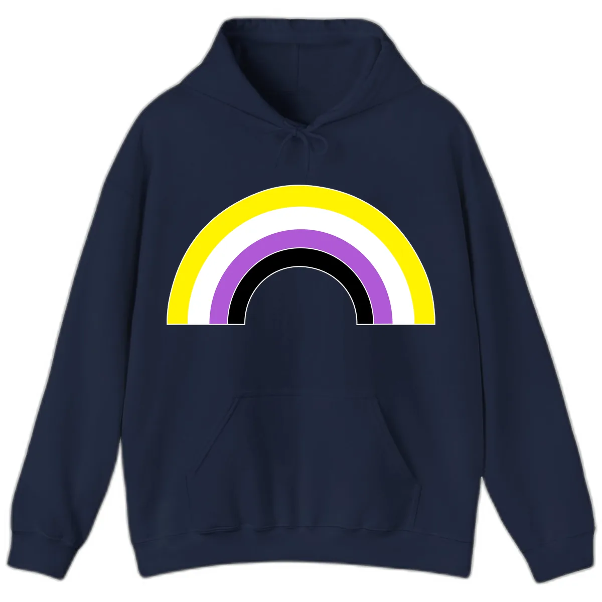 Concentric Pride Rainbow Arc Hoodie in Navy
