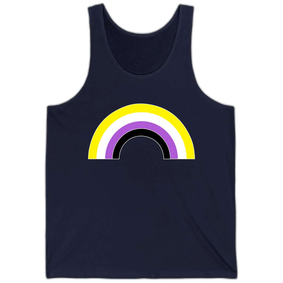 Concentric Pride Rainbow Arc Tank in Navy