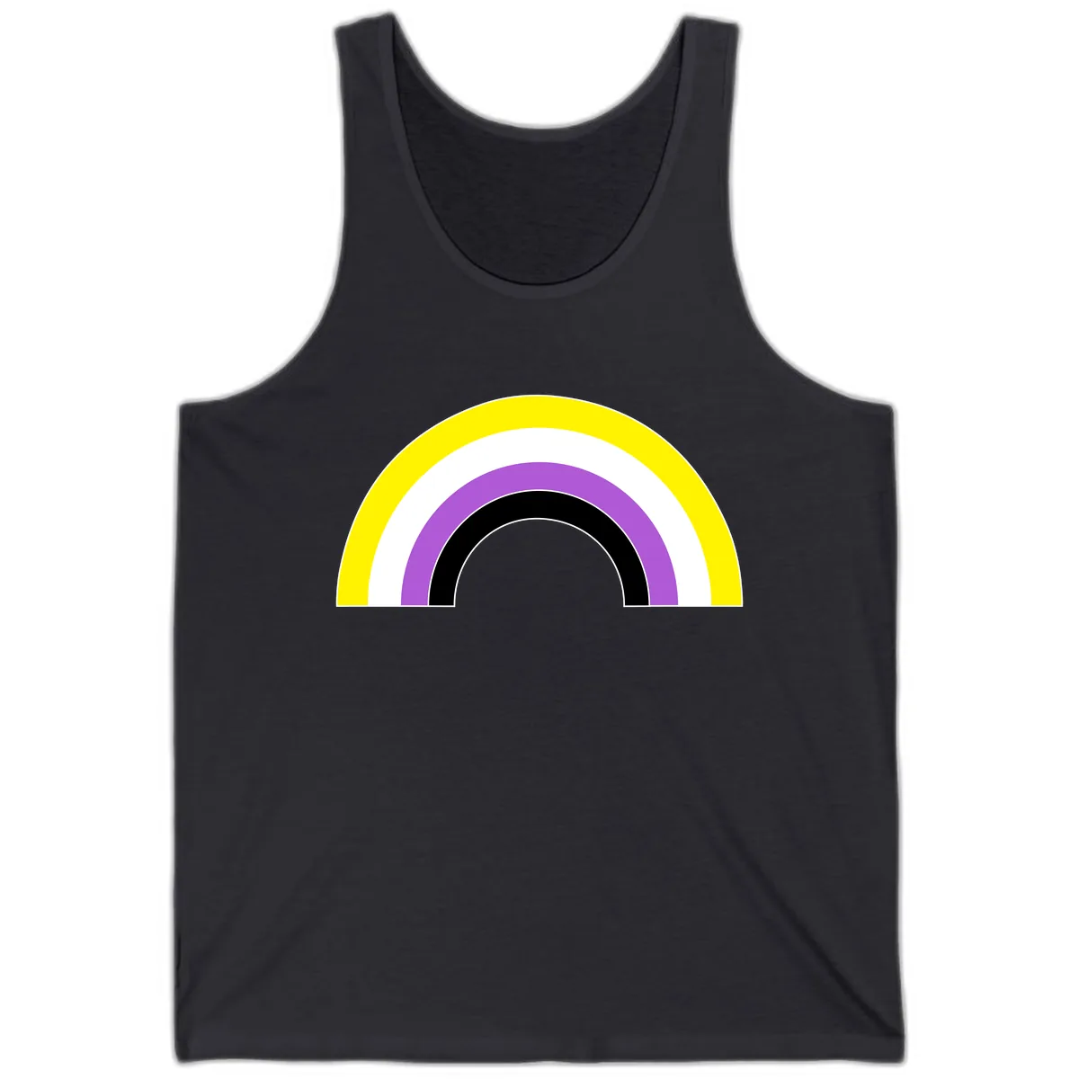 Concentric Pride Rainbow Arc Tank in Dark Grey