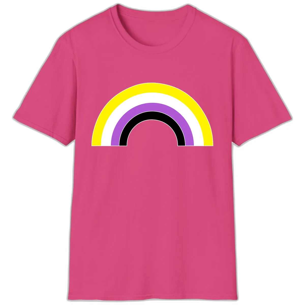Concentric Pride Rainbow Arc T-Shirt in Heliconia