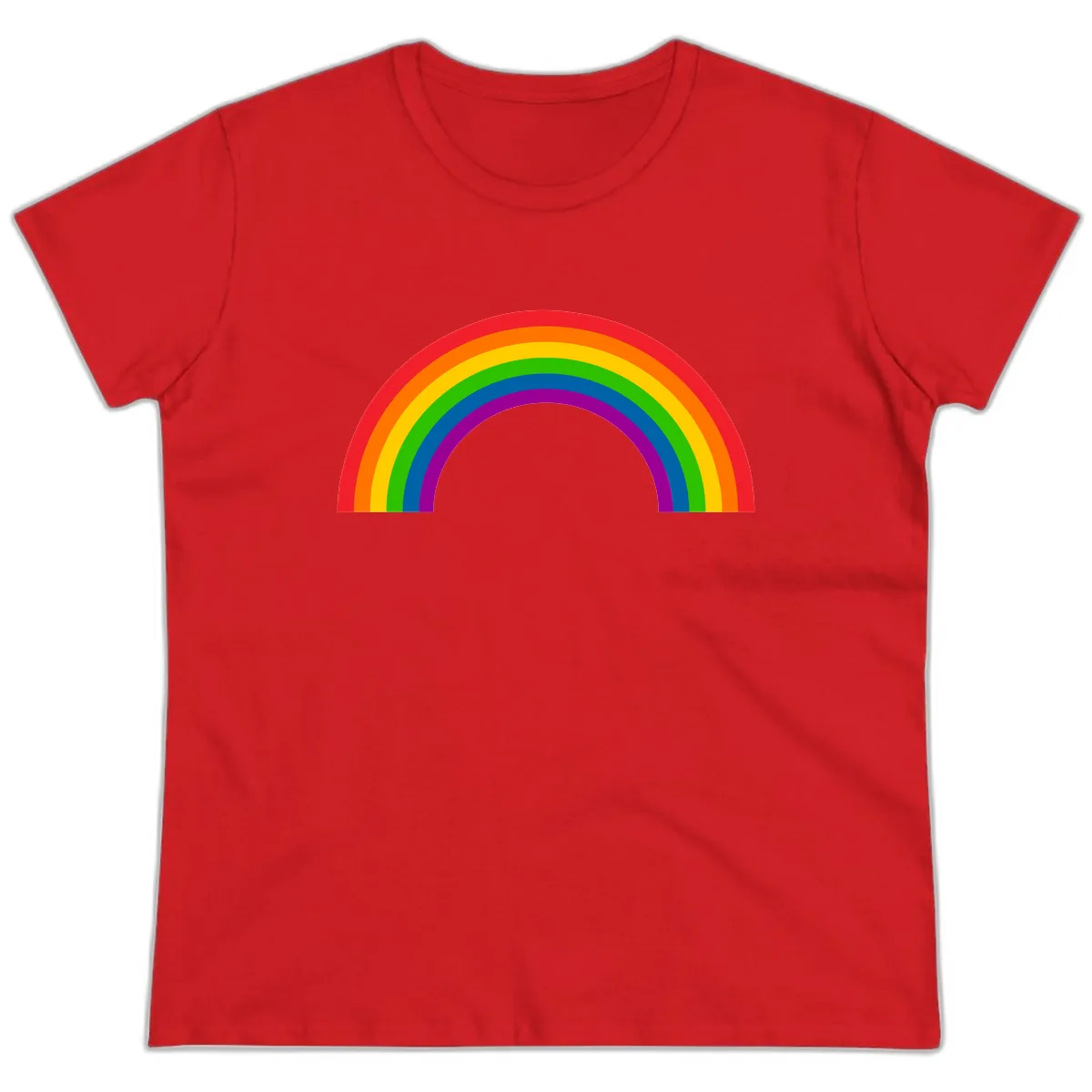 Classic Rainbow Pride Arc Ladies Tee in Red