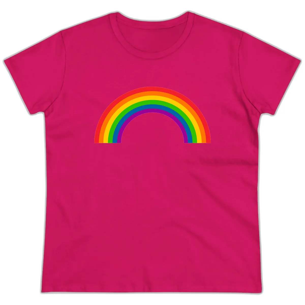 Classic Rainbow Pride Arc Ladies Tee in Heliconia