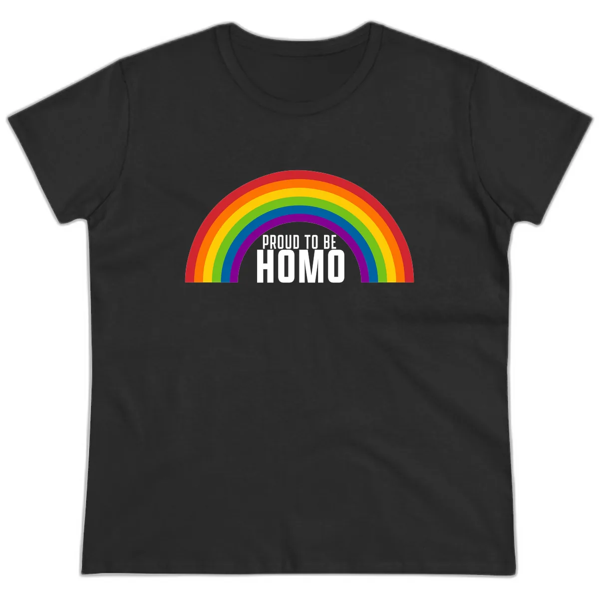Proud To Be Homo Ladies Tee in Black