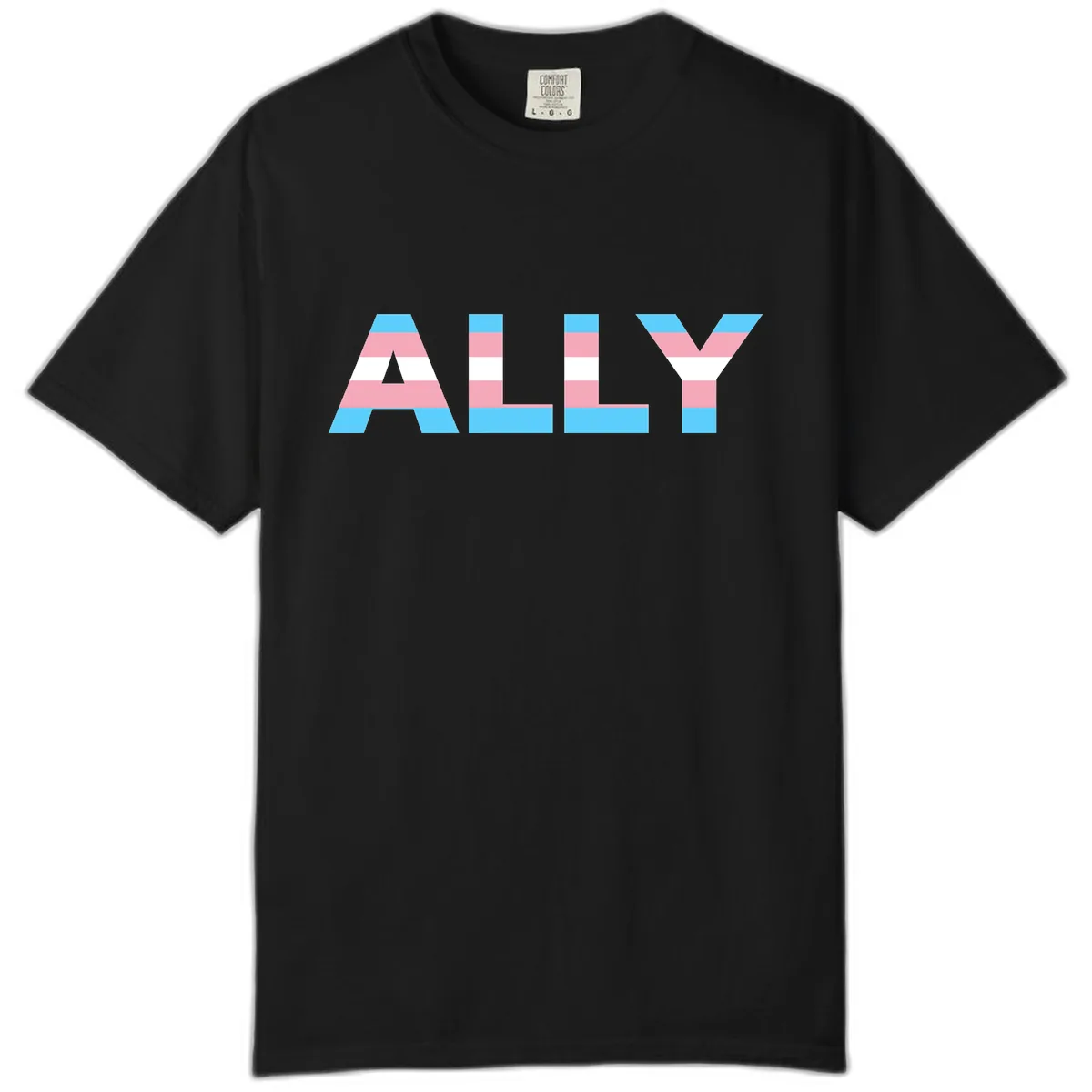 Trans Pride Flag Stripes Comfort Color in Black