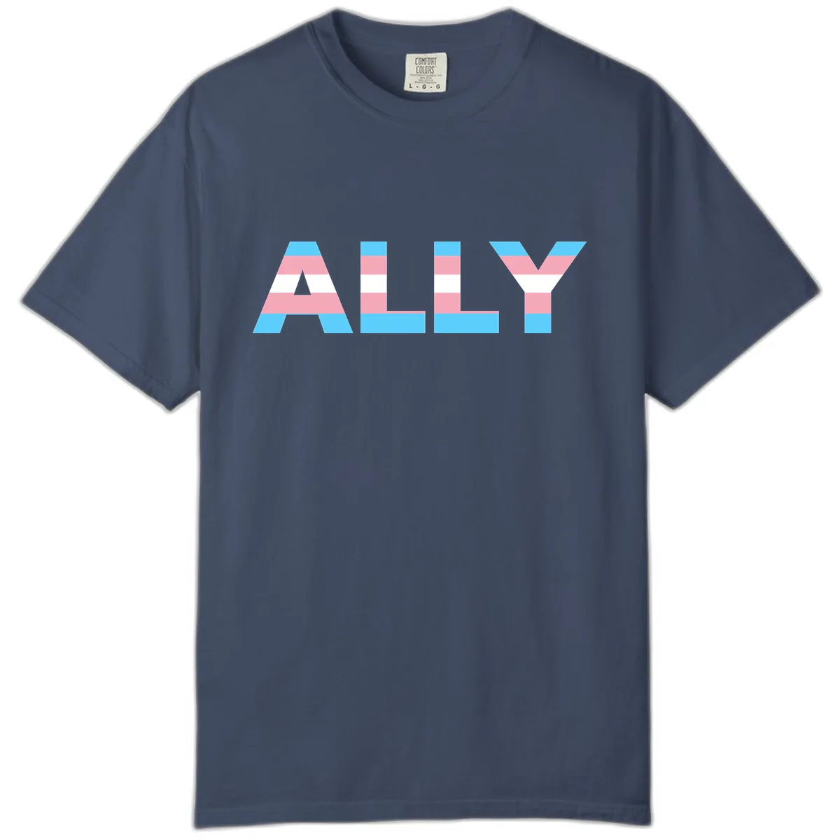 Trans Pride Flag Stripes Comfort Color in Midnight