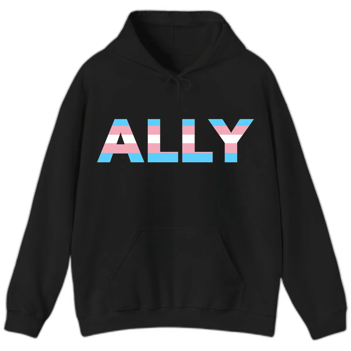 Trans Pride Flag Stripes Hoodie in Black