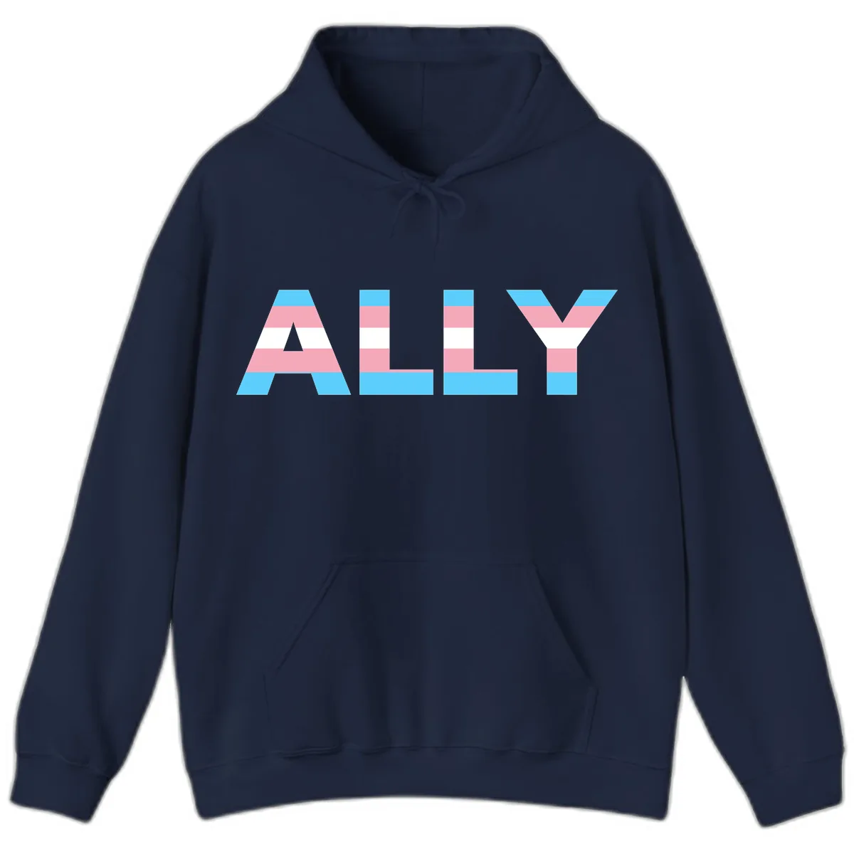 Trans Pride Flag Stripes Hoodie in Navy