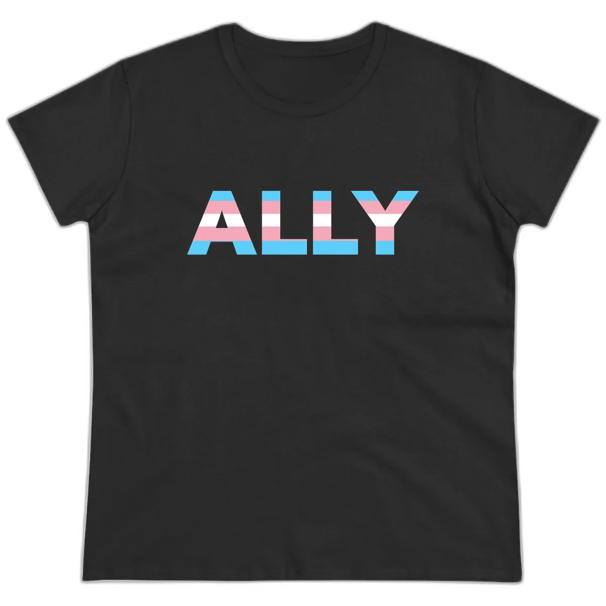 Trans Pride Flag Stripes Ladies Tee in Black