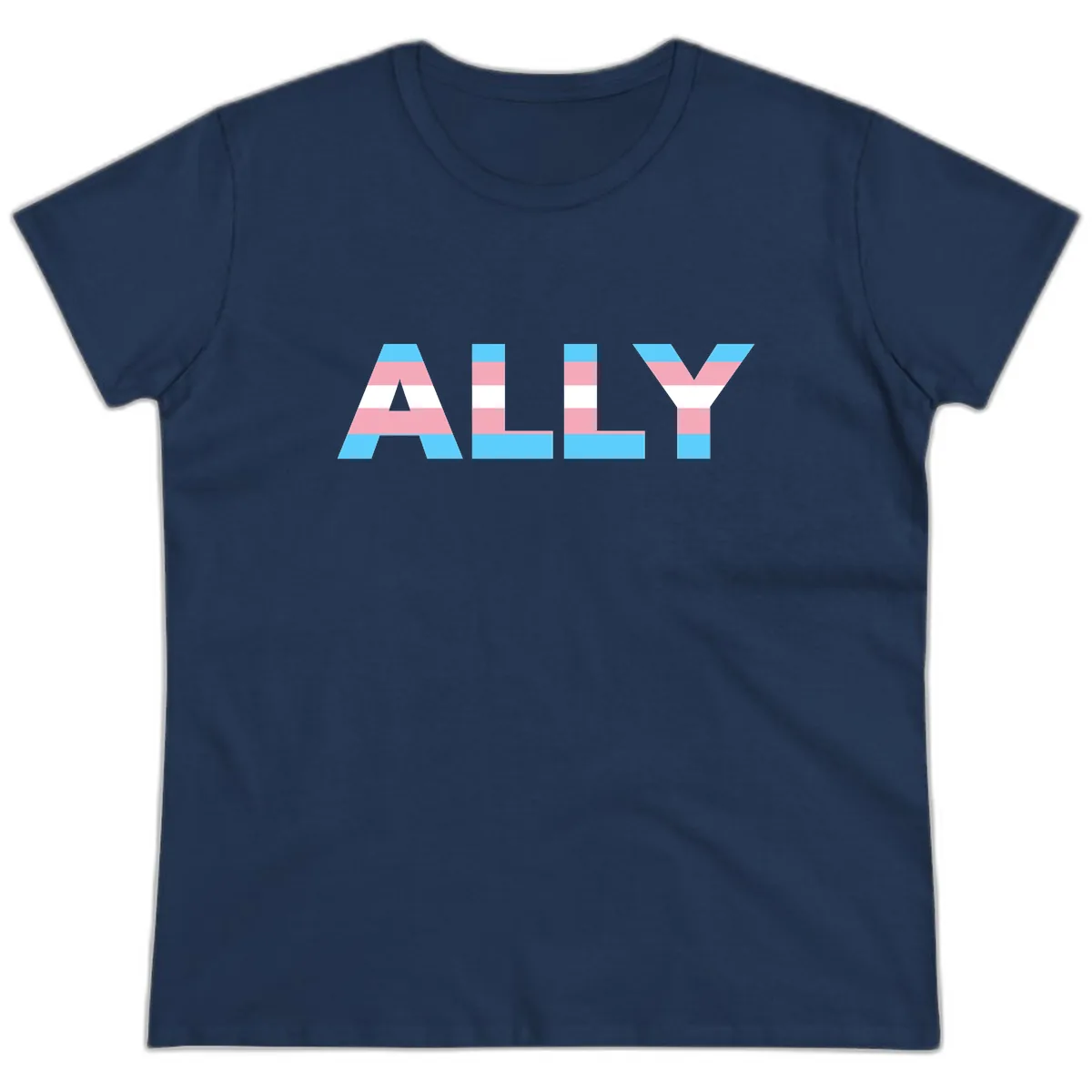 Trans Pride Flag Stripes Ladies Tee in Navy