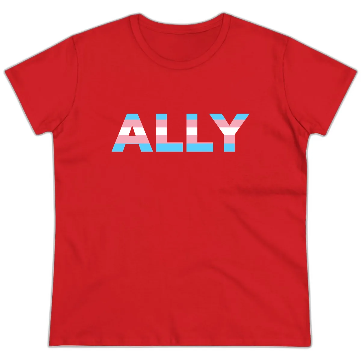 Trans Pride Flag Stripes Ladies Tee in Red