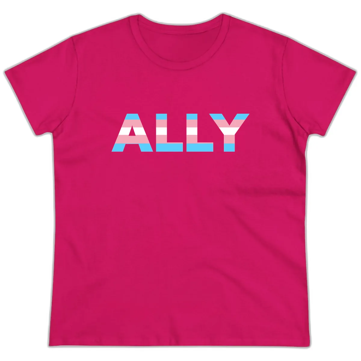 Trans Pride Flag Stripes Ladies Tee in Heliconia