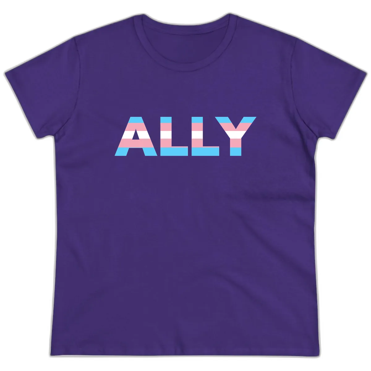 Trans Pride Flag Stripes Ladies Tee in Purple