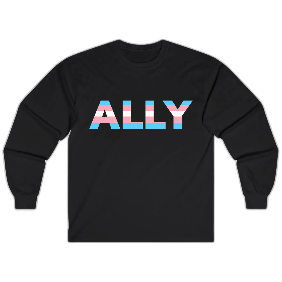 Trans Pride Flag Stripes Long Sleeve in Black
