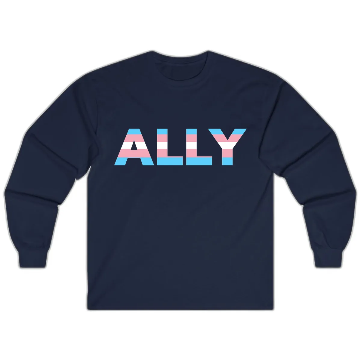 Trans Pride Flag Stripes Long Sleeve in Navy