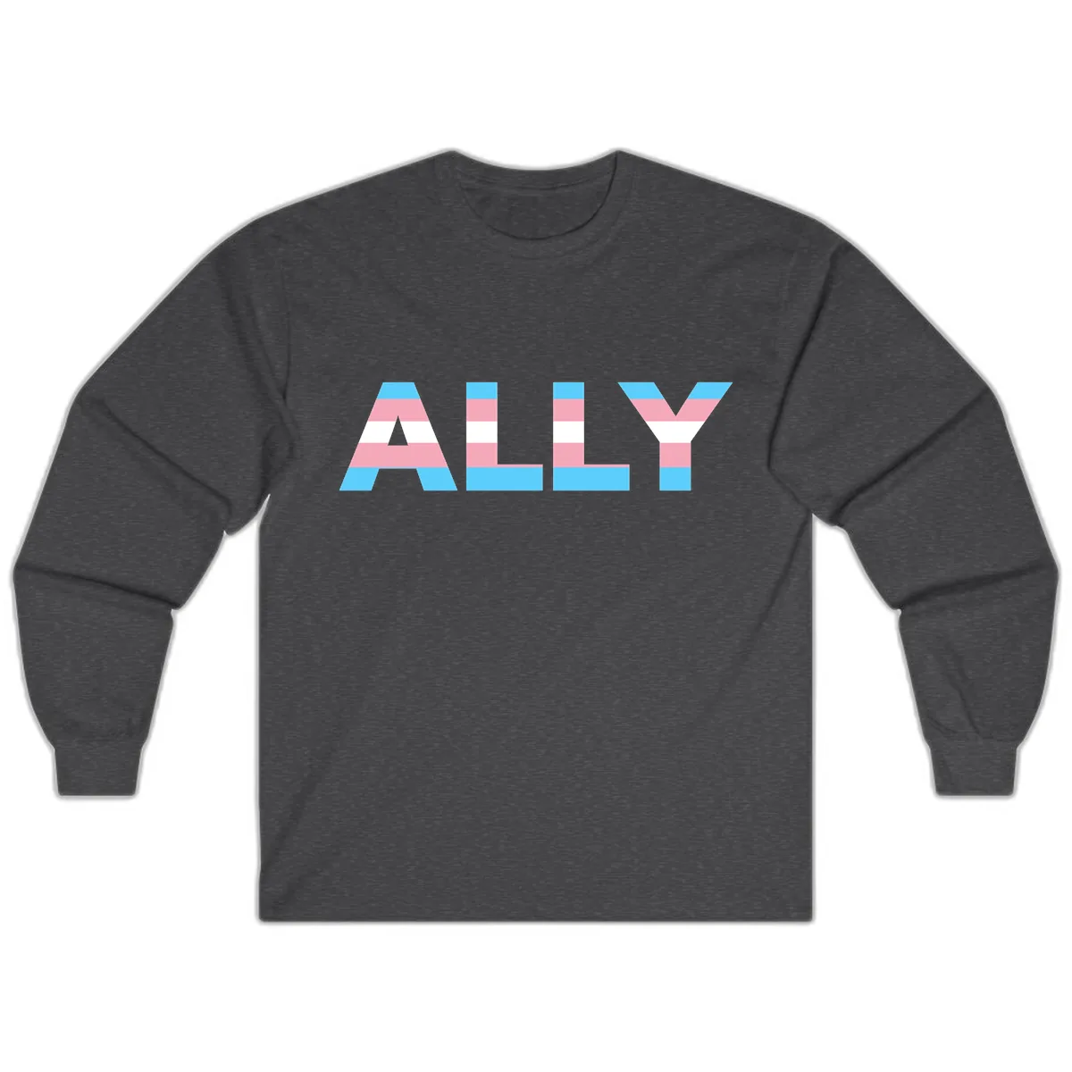 Trans Pride Flag Stripes Long Sleeve in Dark Heather