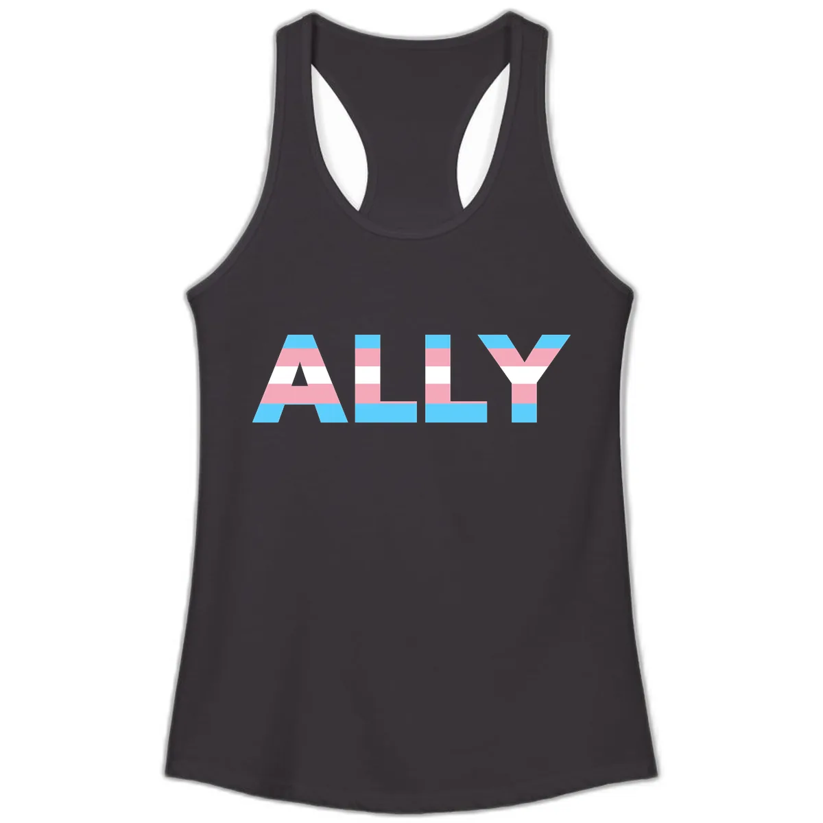 Trans Pride Flag Stripes Ladies Tank in Black