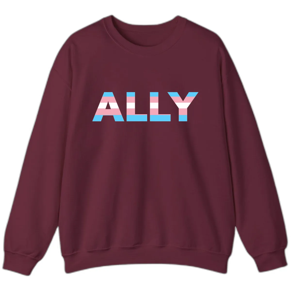 Trans Pride Flag Stripes Sweatshirt in Maroon