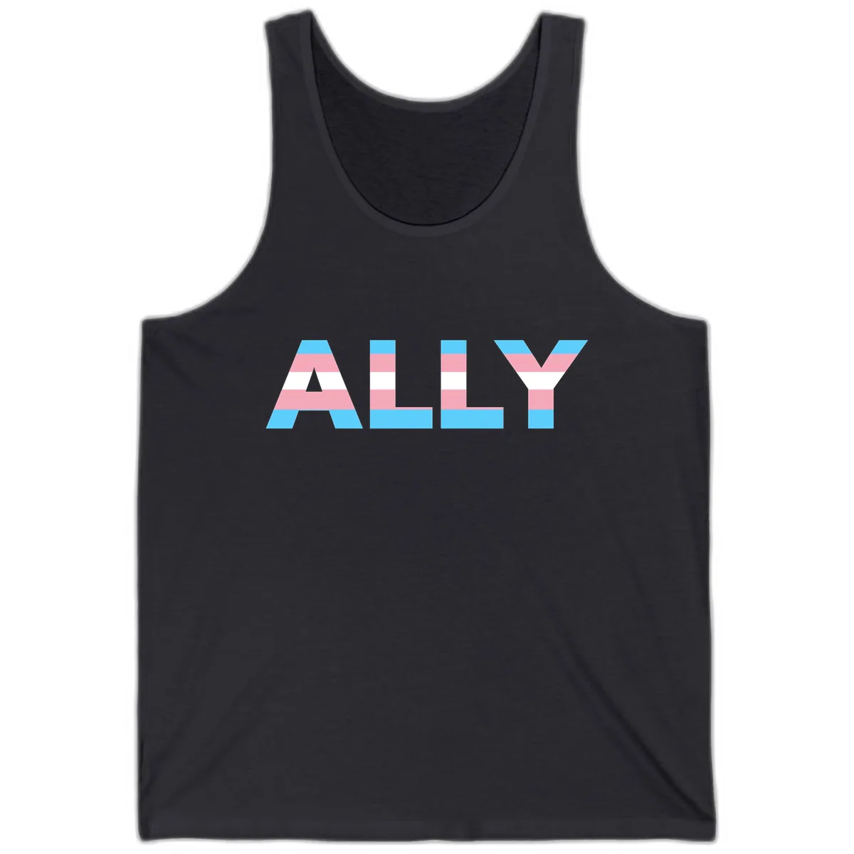 Trans Pride Flag Stripes Tank in Dark Grey
