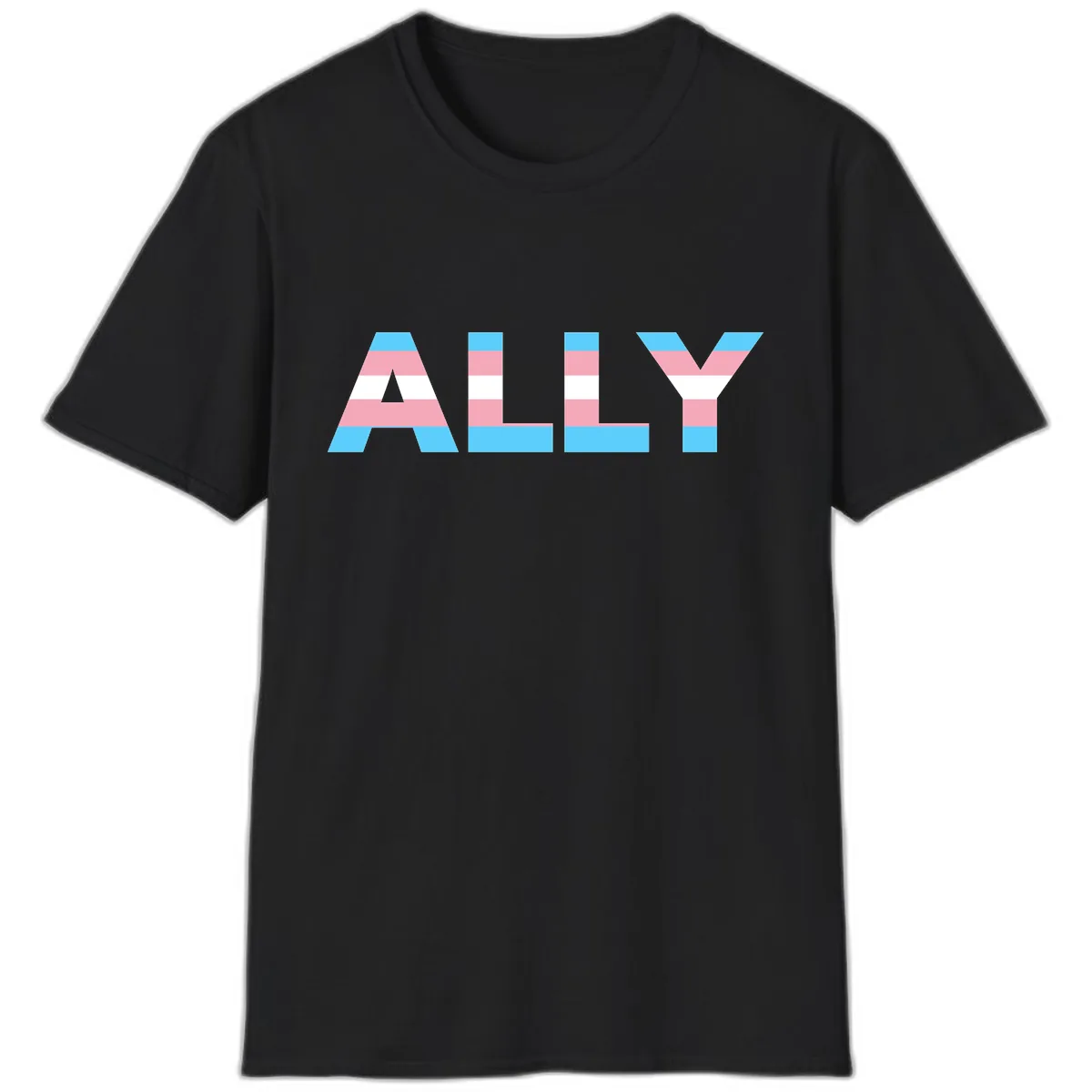 Trans Pride Flag Stripes T-Shirt in Black