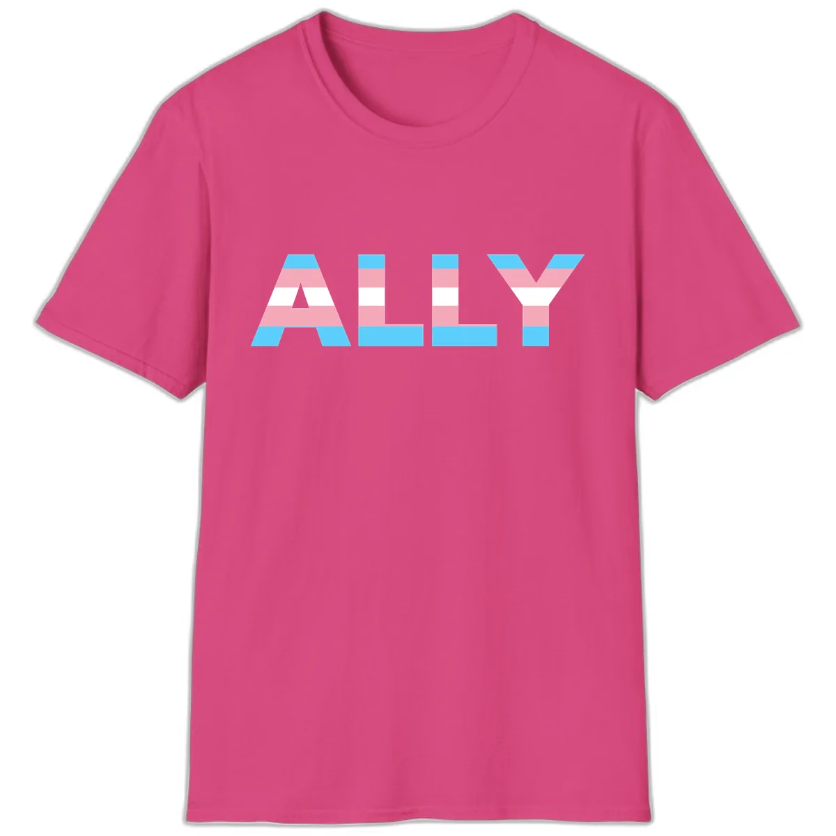 Trans Pride Flag Stripes T-Shirt in Heliconia